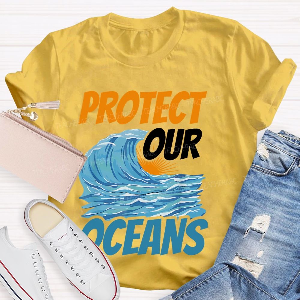 Protect  Our  Oceans Pattern  Teacher T-shirt