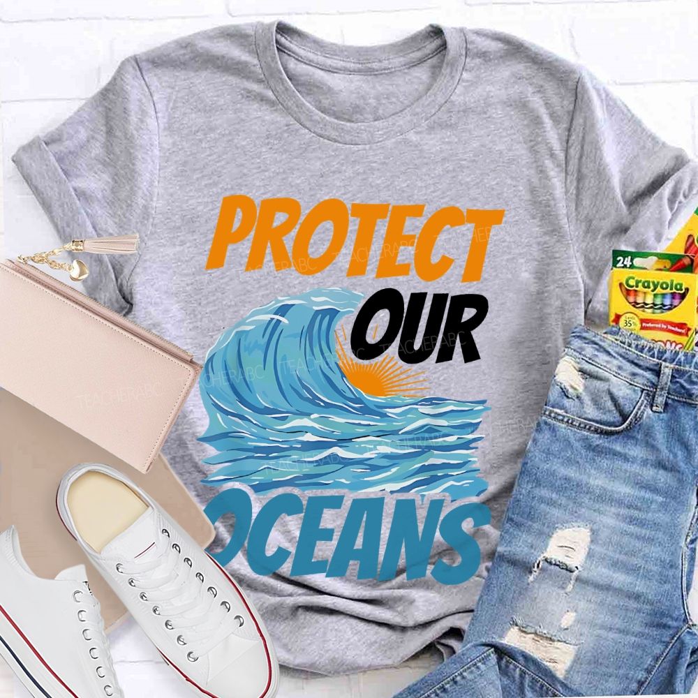 Protect  Our  Oceans Pattern  Teacher T-shirt