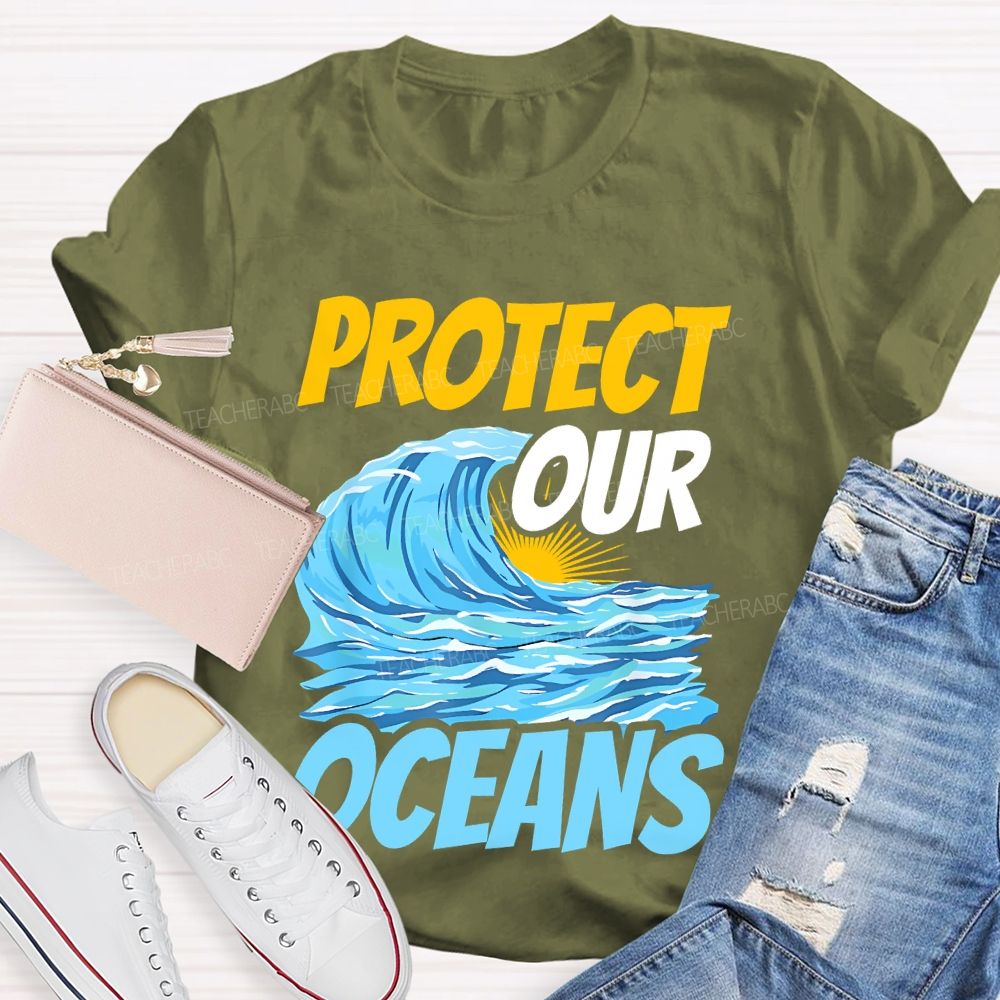 Protect  Our  Oceans Pattern  Teacher T-shirt