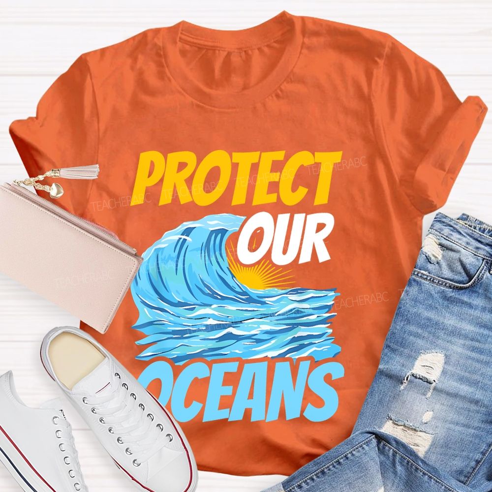 Protect  Our  Oceans Pattern  Teacher T-shirt