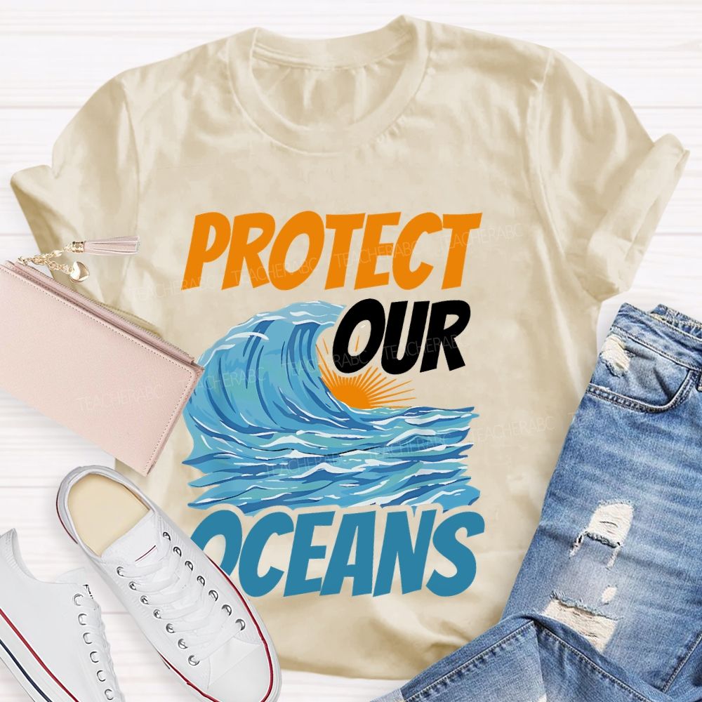 Protect  Our  Oceans Pattern  Teacher T-shirt