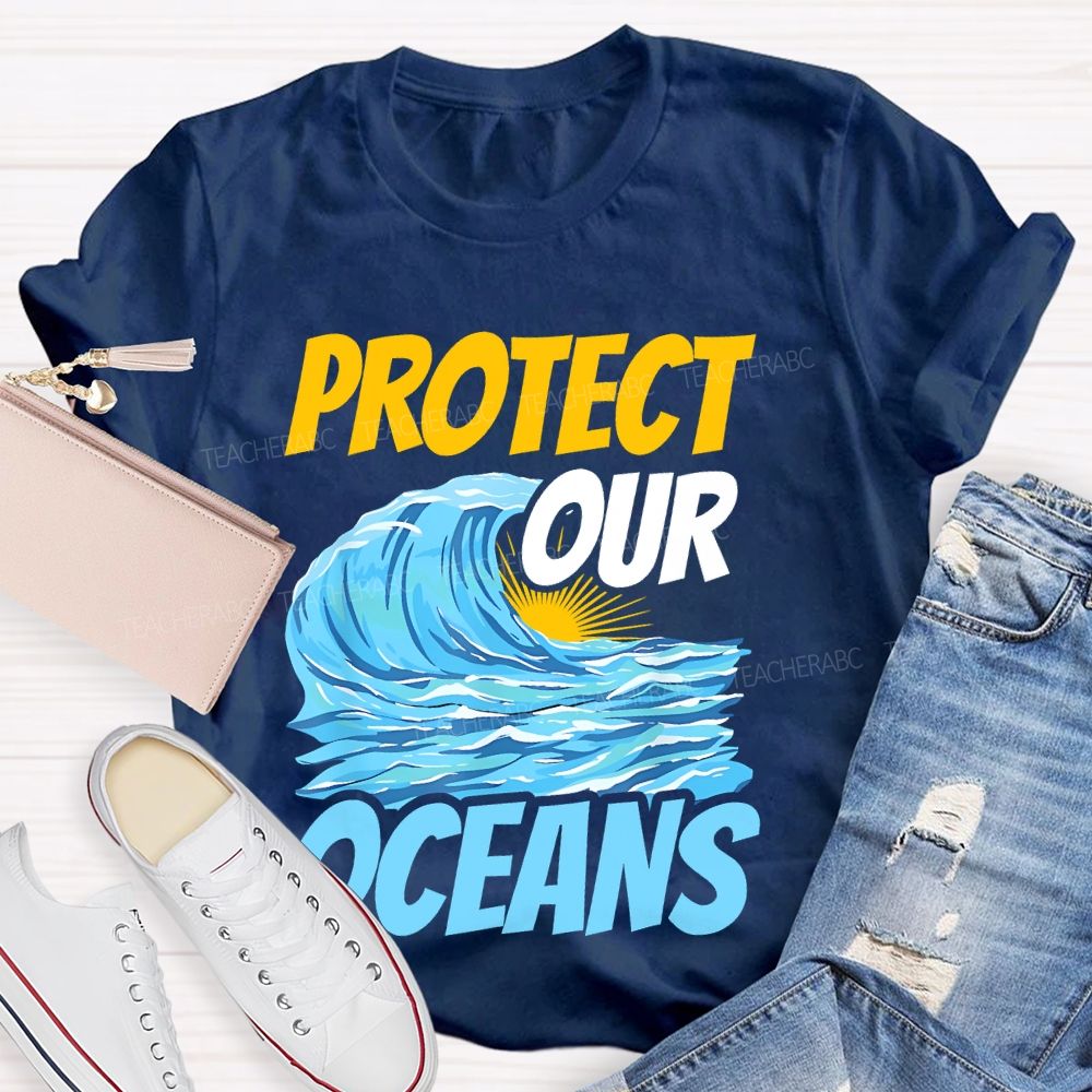 Protect  Our  Oceans Pattern  Teacher T-shirt
