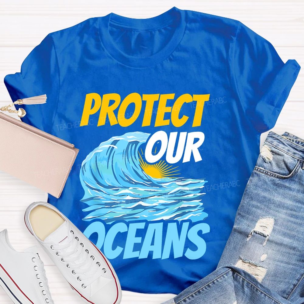 Protect  Our  Oceans Pattern  Teacher T-shirt
