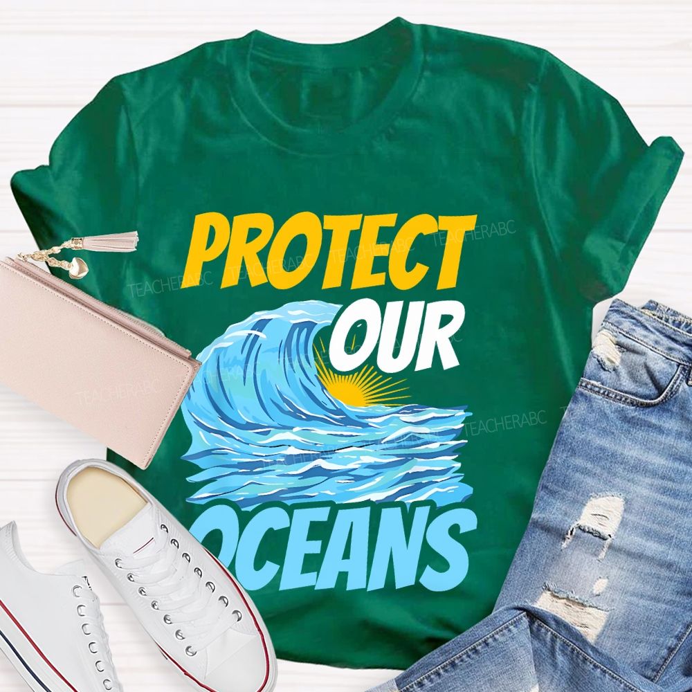 Protect  Our  Oceans Pattern  Teacher T-shirt