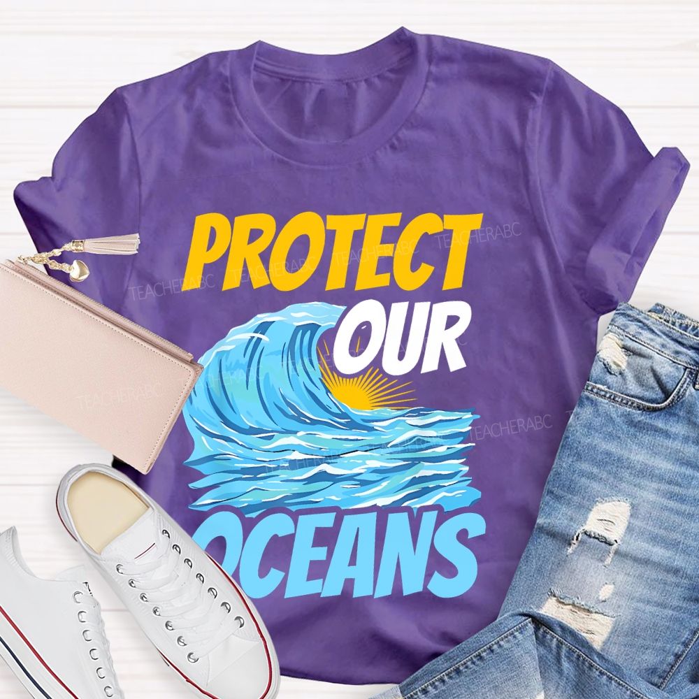 Protect  Our  Oceans Pattern  Teacher T-shirt