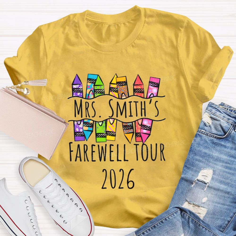 Personalized Name Farewell Tour 2026 Pencil Teacher T-shirt