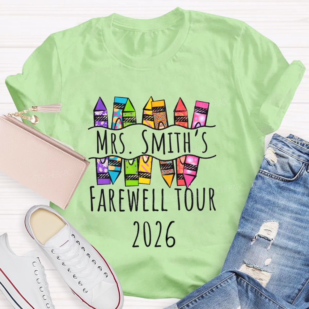 Personalized Name Farewell Tour 2026 Pencil Teacher T-shirt