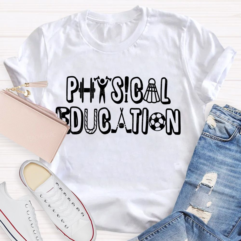 Physical Education Letters Graphics  Teacher T-shirt