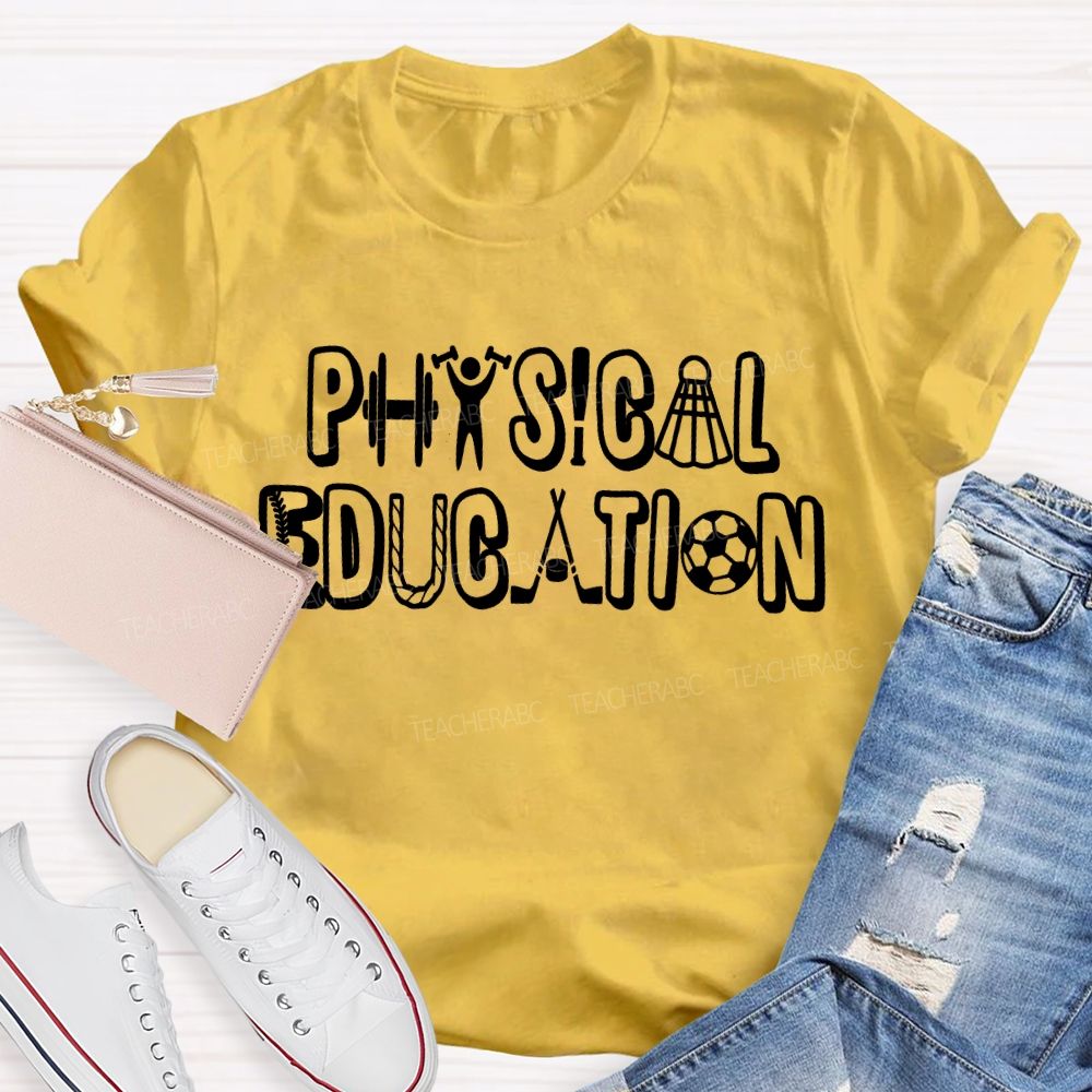 Physical Education Letters Graphics  Teacher T-shirt