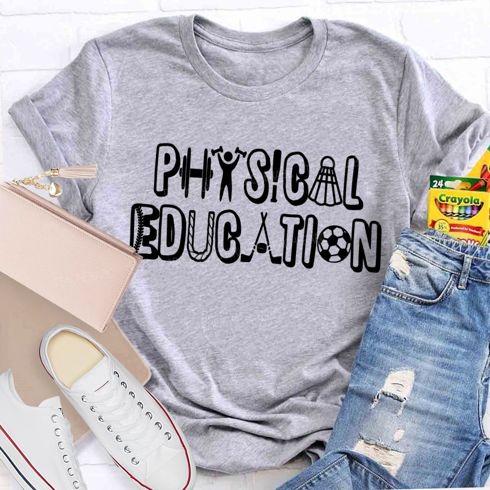 Physical Education Letters Graphics  Teacher T-shirt