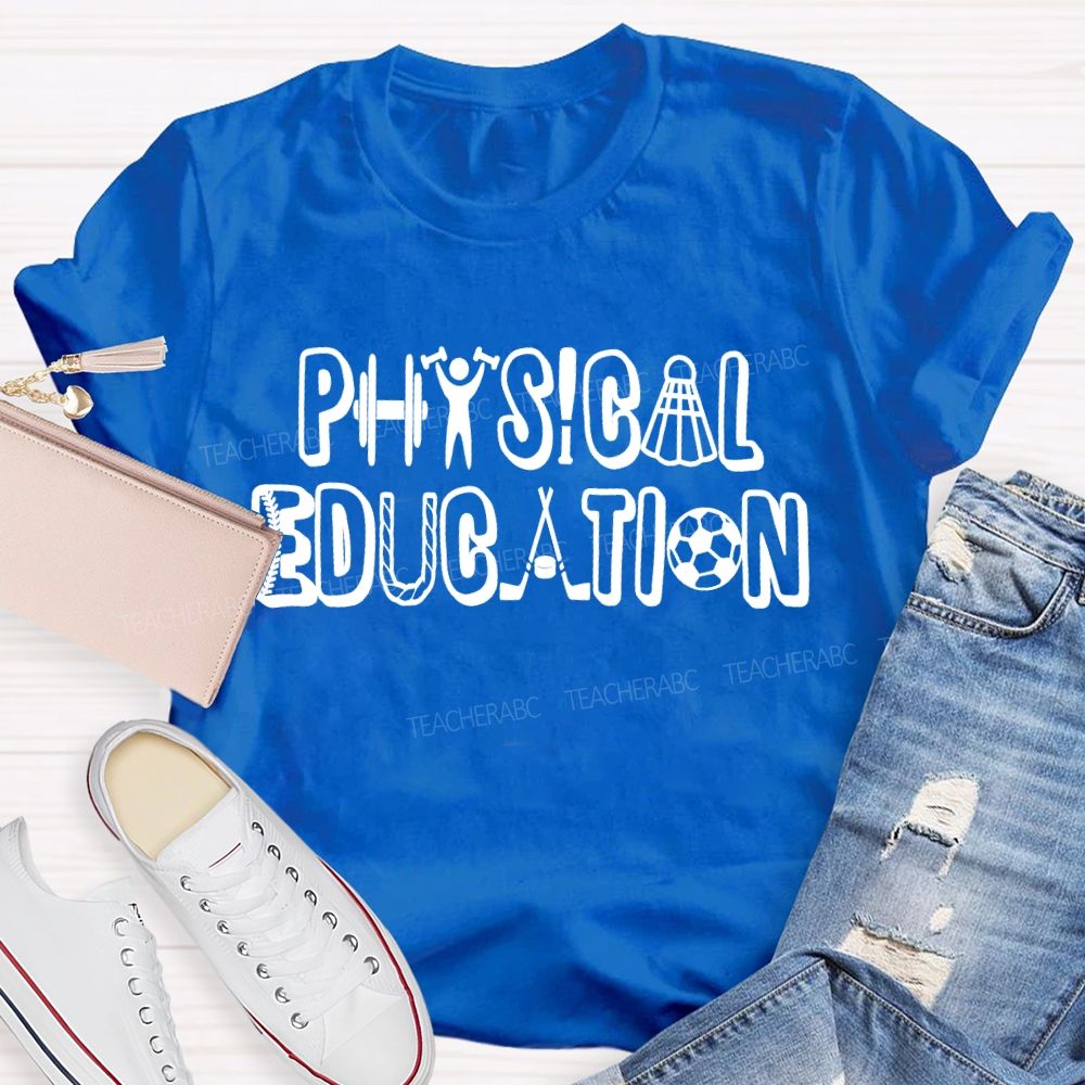 Physical Education Letters Graphics  Teacher T-shirt