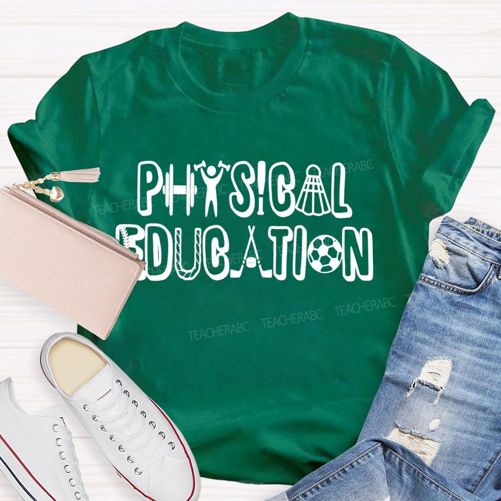 Physical Education Letters Graphics  Teacher T-shirt