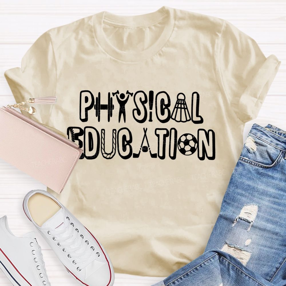 Physical Education Letters Graphics  Teacher T-shirt