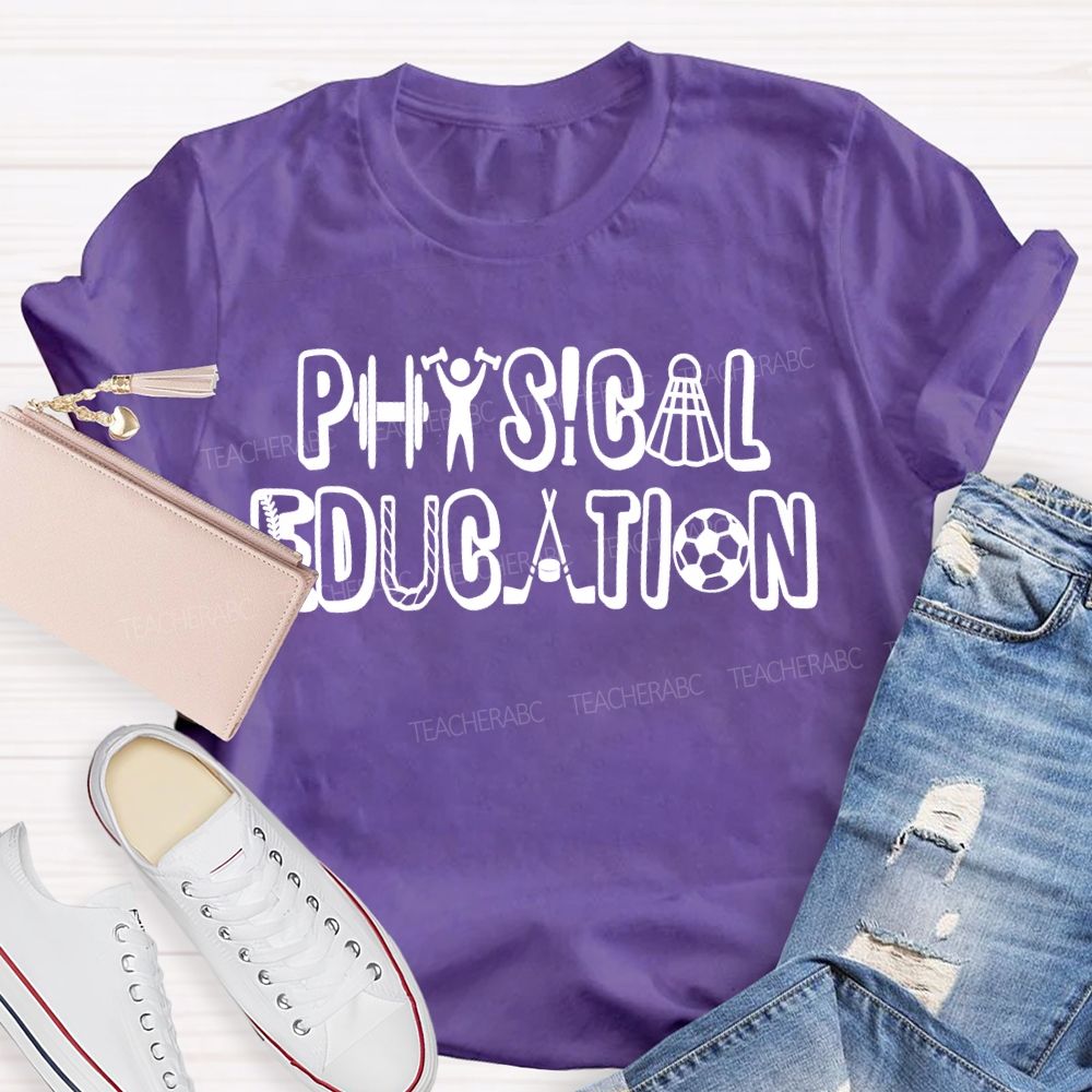 Physical Education Letters Graphics  Teacher T-shirt