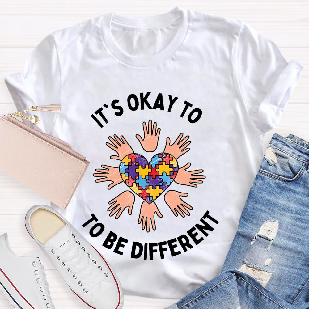 It's Okay To Be Different Heart Puzzle  Teacher T-shirt