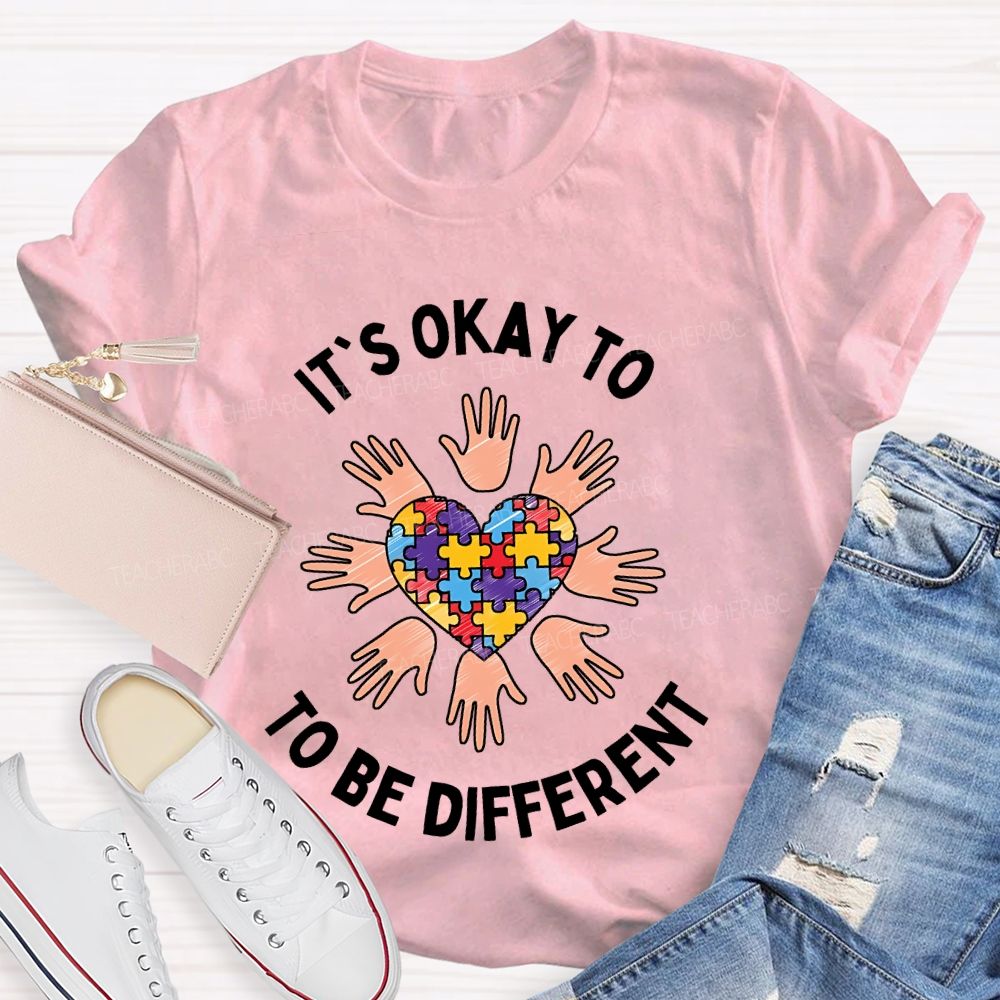 It's Okay To Be Different Heart Puzzle  Teacher T-shirt