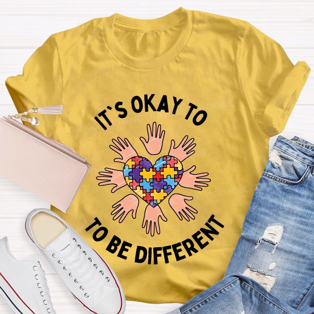 It's Okay To Be Different Heart Puzzle  Teacher T-shirt