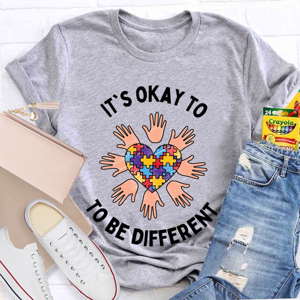 It's Okay To Be Different Heart Puzzle  Teacher T-shirt