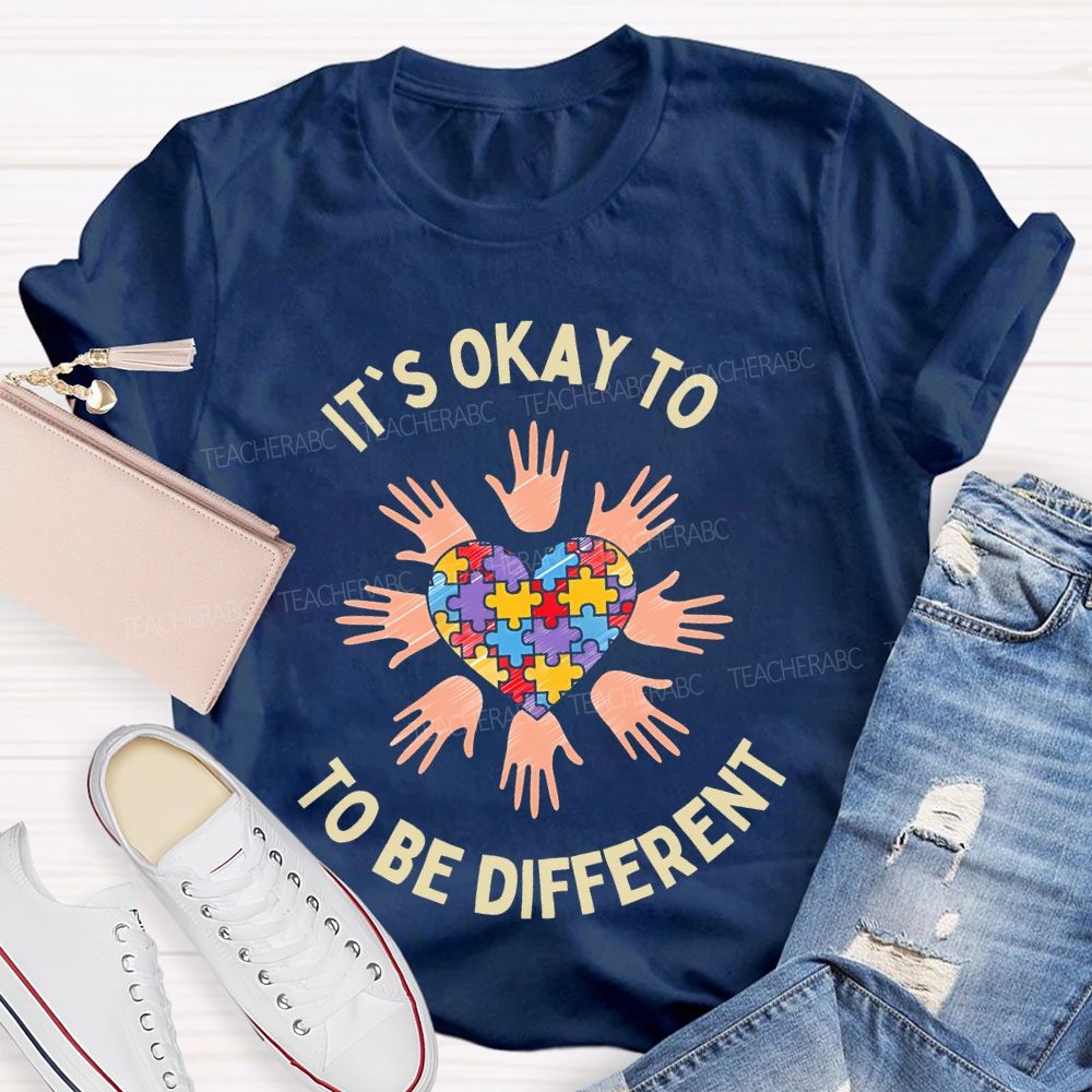 It's Okay To Be Different Heart Puzzle  Teacher T-shirt