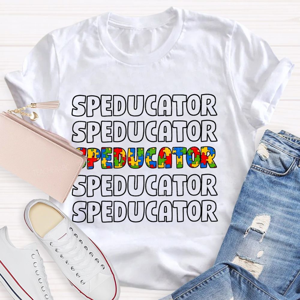 Speducator Puzzle Letters  Teacher T-shirt