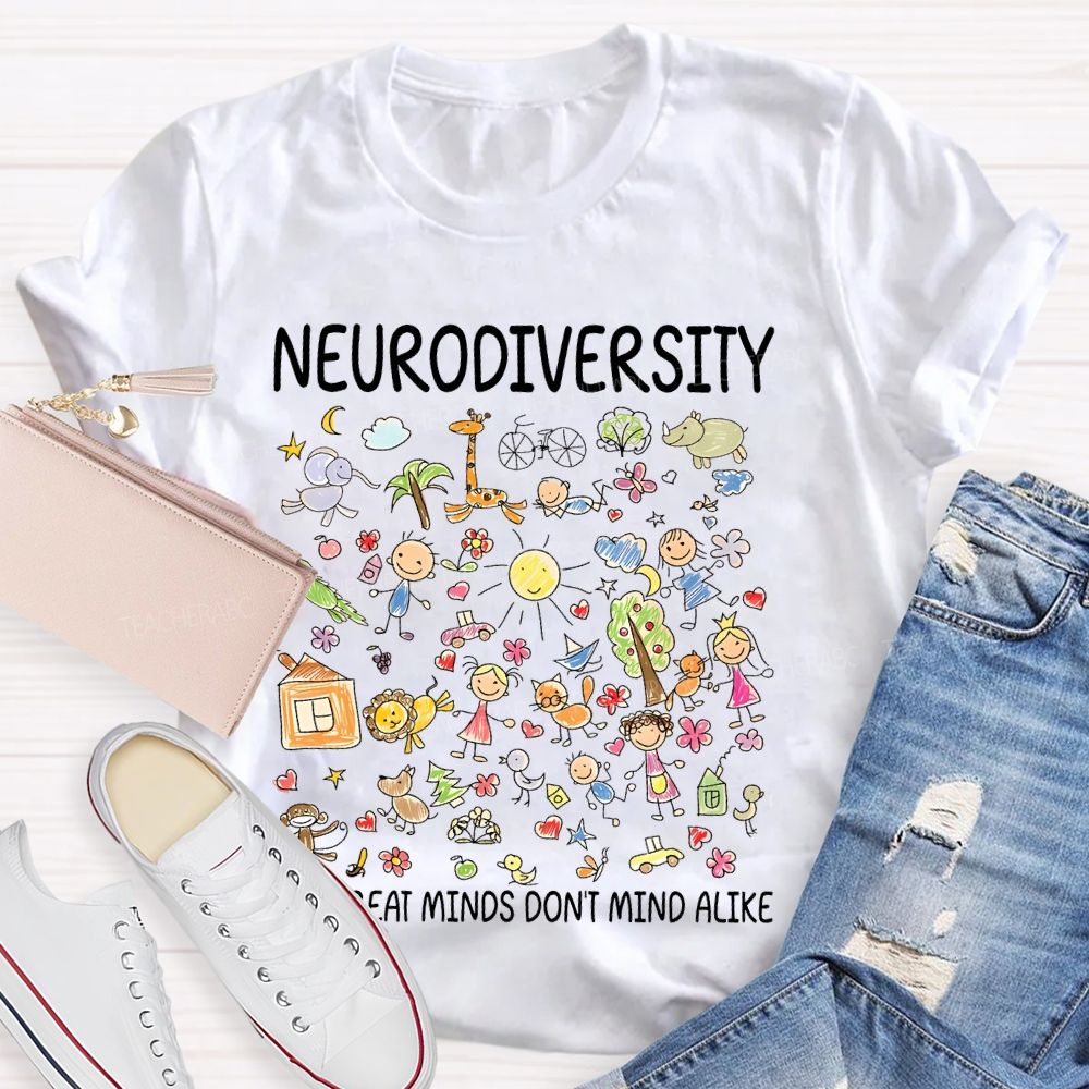 Neurodiversity All Great Minds Don't Mind Alike Graphic  Teacher T-shirt