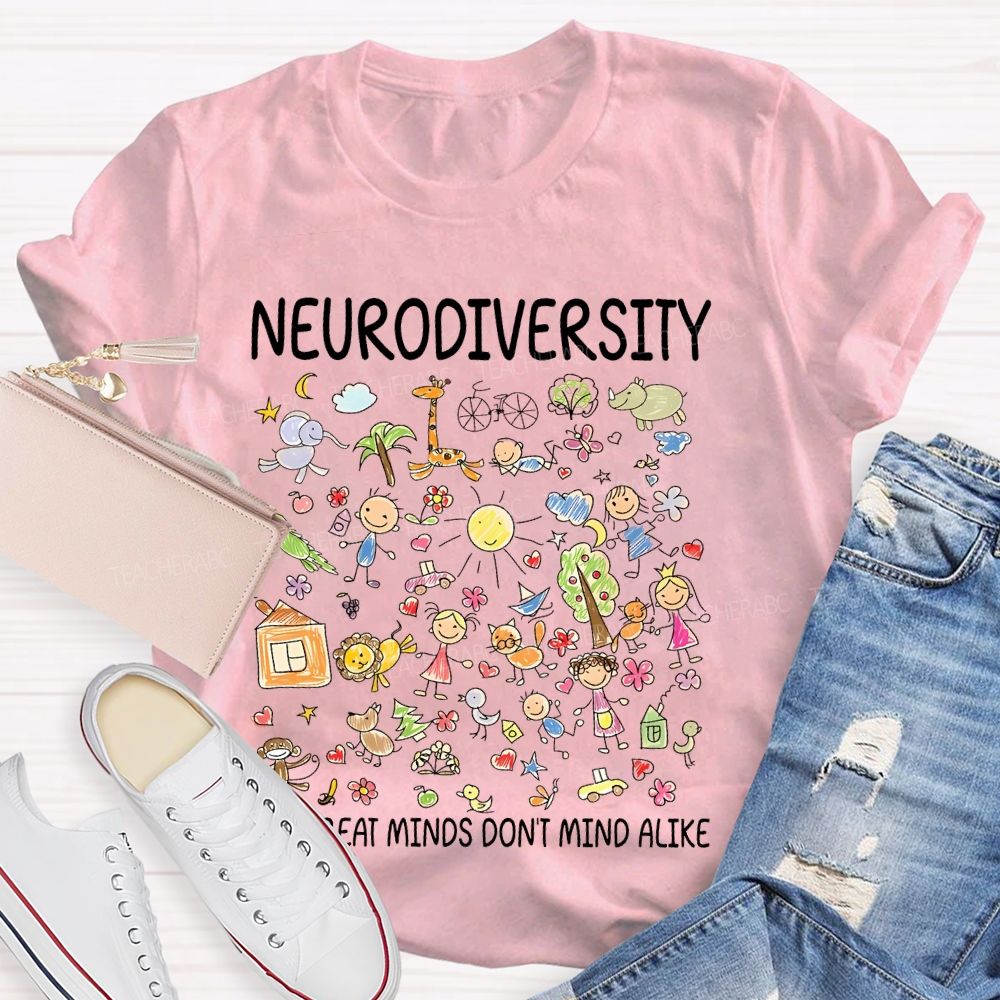 Neurodiversity All Great Minds Don't Mind Alike Graphic  Teacher T-shirt