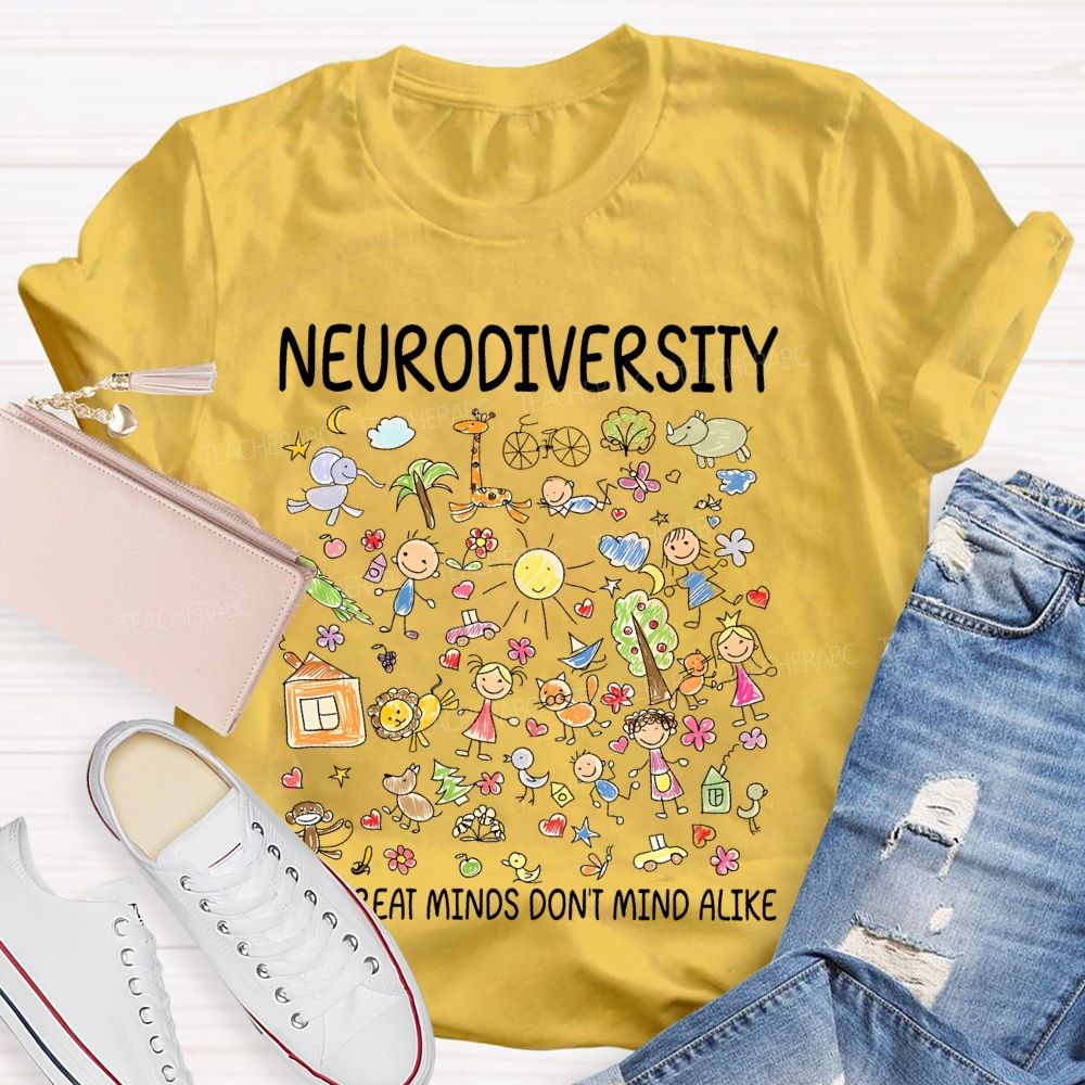 Neurodiversity All Great Minds Don't Mind Alike Graphic  Teacher T-shirt