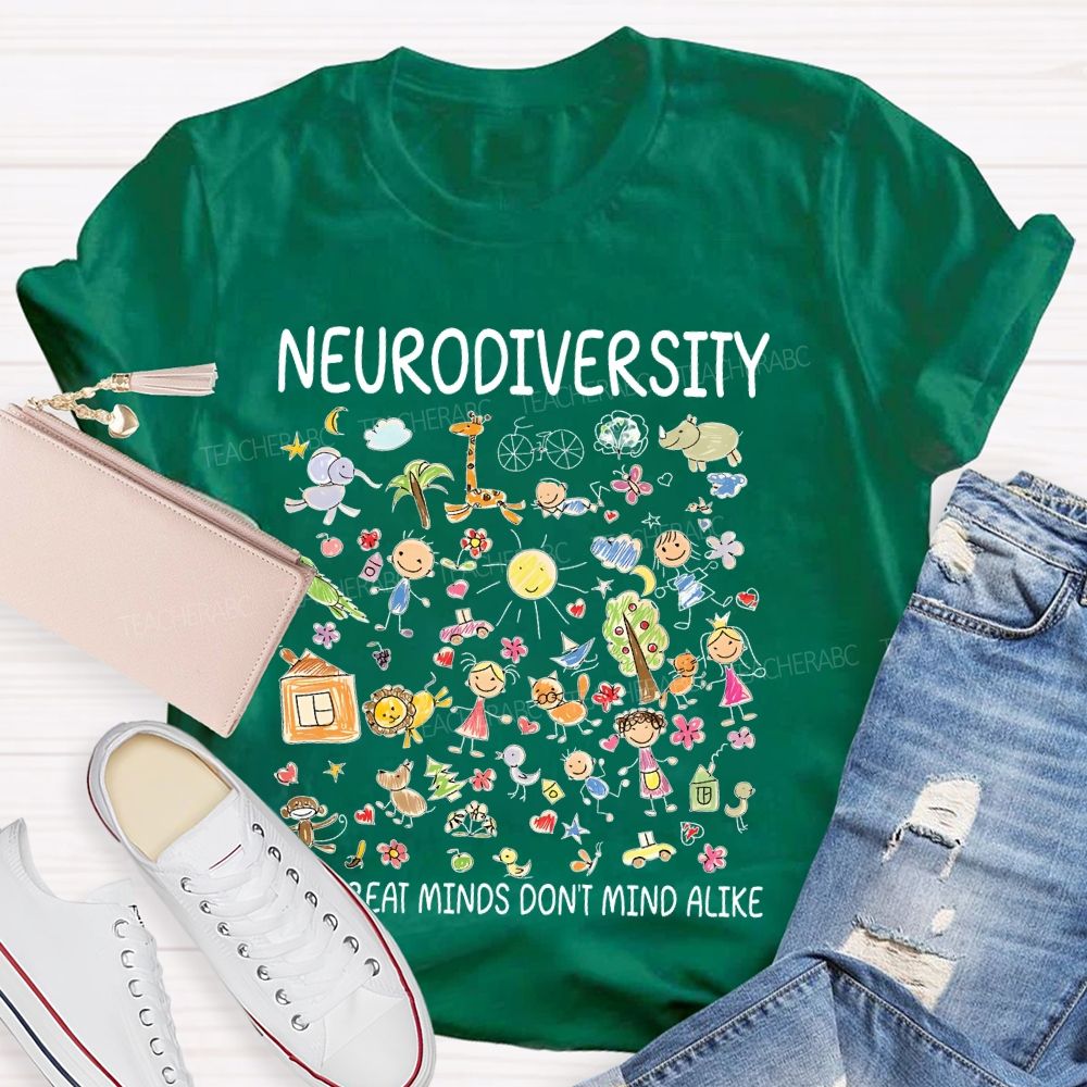 Neurodiversity All Great Minds Don't Mind Alike Graphic  Teacher T-shirt