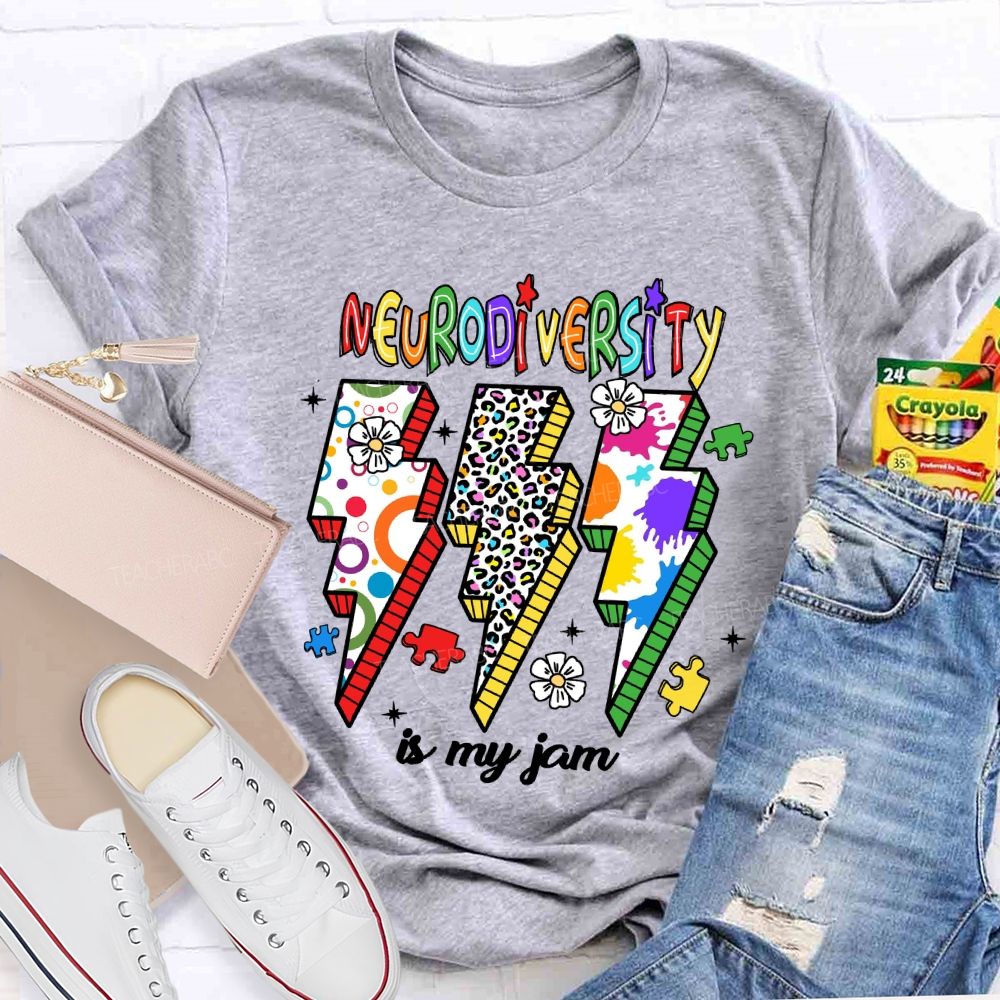 Neurodiversity Is My Jam Leopard Flower Teacher T-Shirt