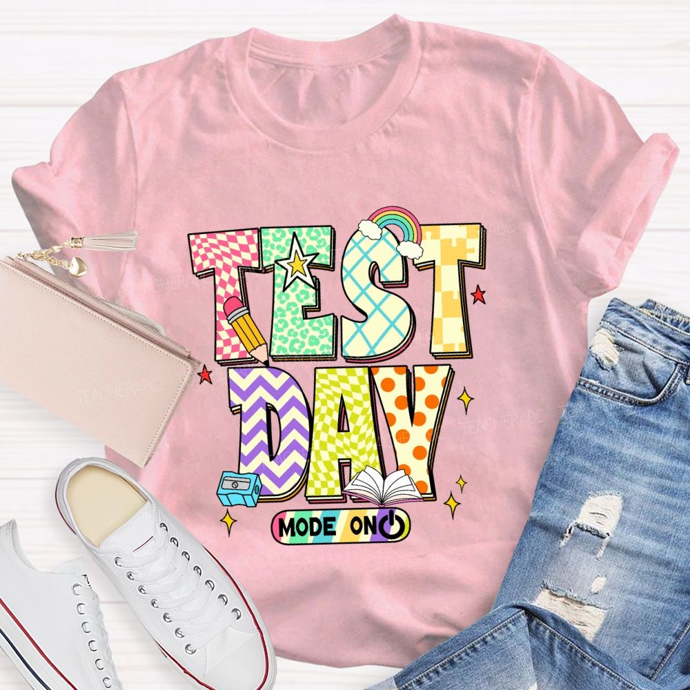 Test Day Mode On Plaid Print Teacher T-shirt