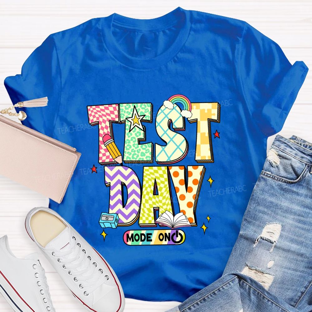 Test Day Mode On Plaid Print Teacher T-shirt
