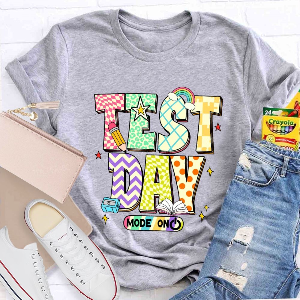 Test Day Mode On Plaid Print Teacher T-shirt
