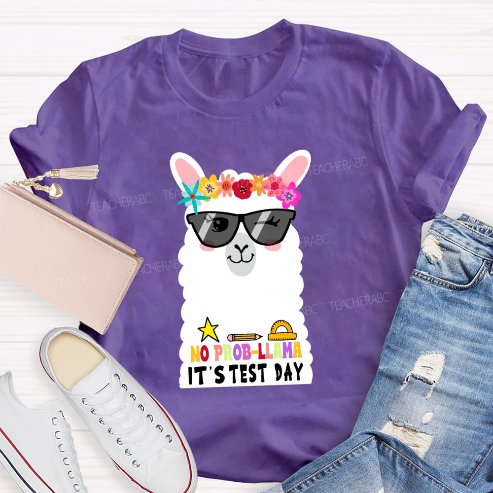 No Prob-llama It's Test Day Floral Teacher T-shirt