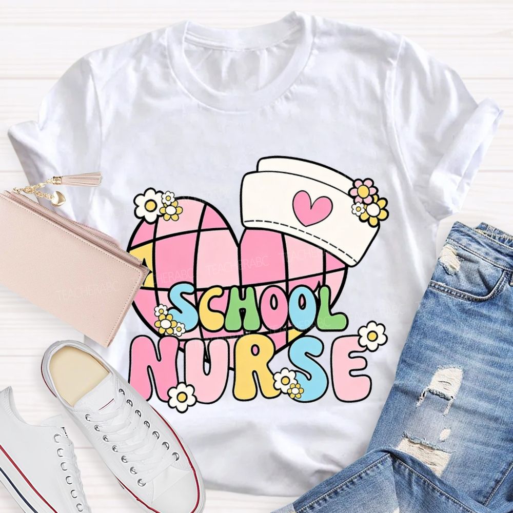 School Nurse Nurse'S Cap And Heart T-shirt