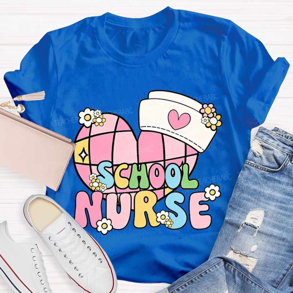 School Nurse Nurse'S Cap And Heart T-shirt