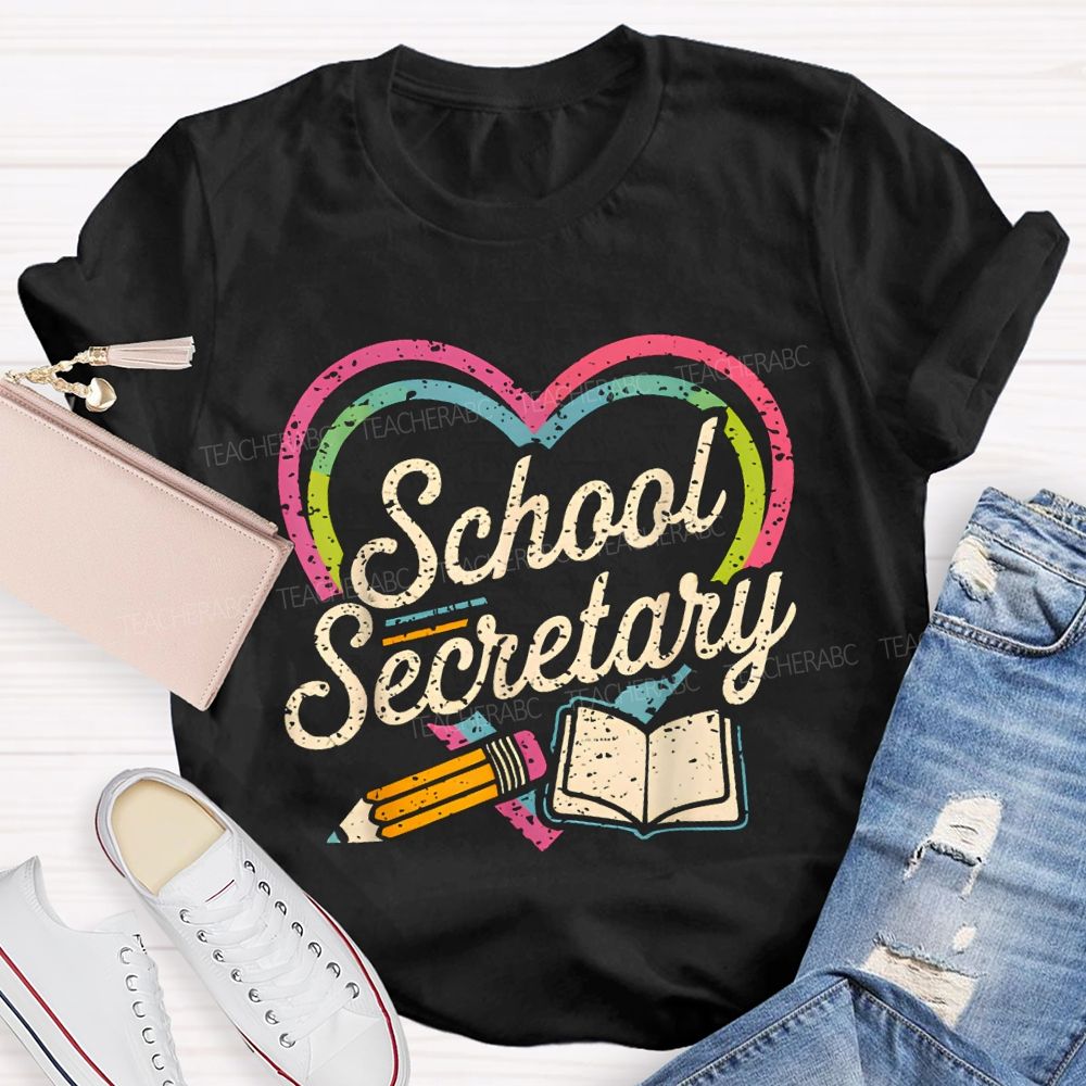 School Secretary Hearts And Pencils T-shirt