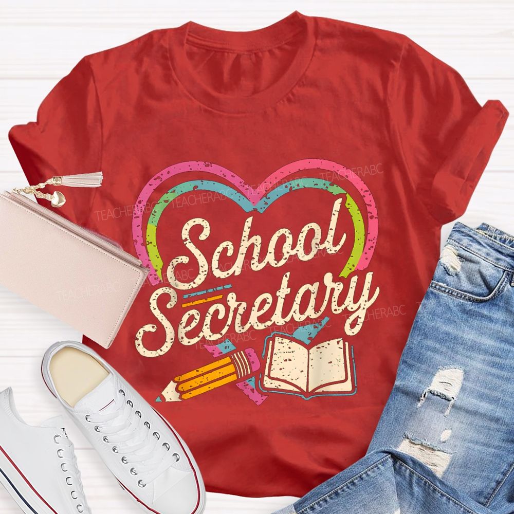 School Secretary Hearts And Pencils T-shirt