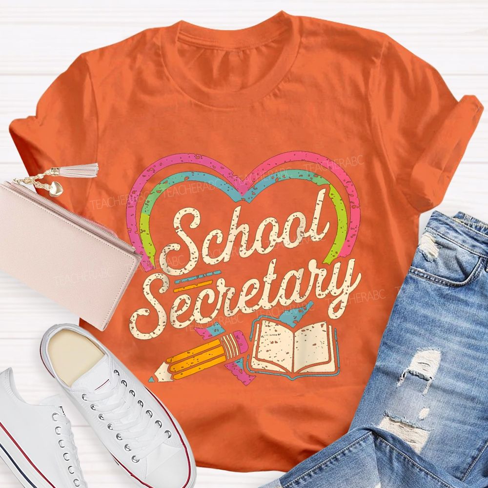 School Secretary Hearts And Pencils T-shirt