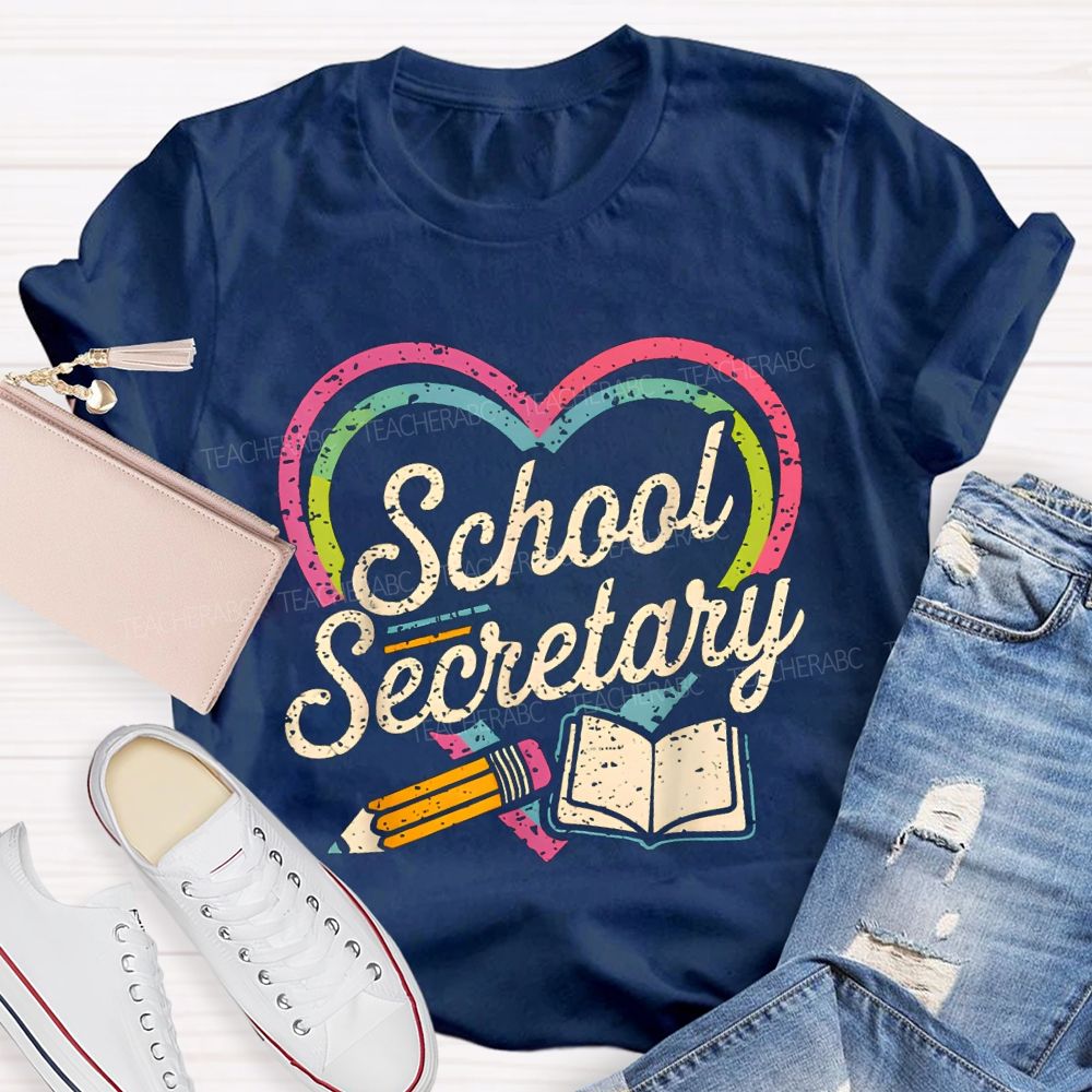 School Secretary Hearts And Pencils T-shirt