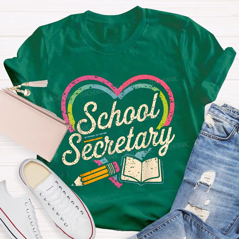 School Secretary Hearts And Pencils T-shirt