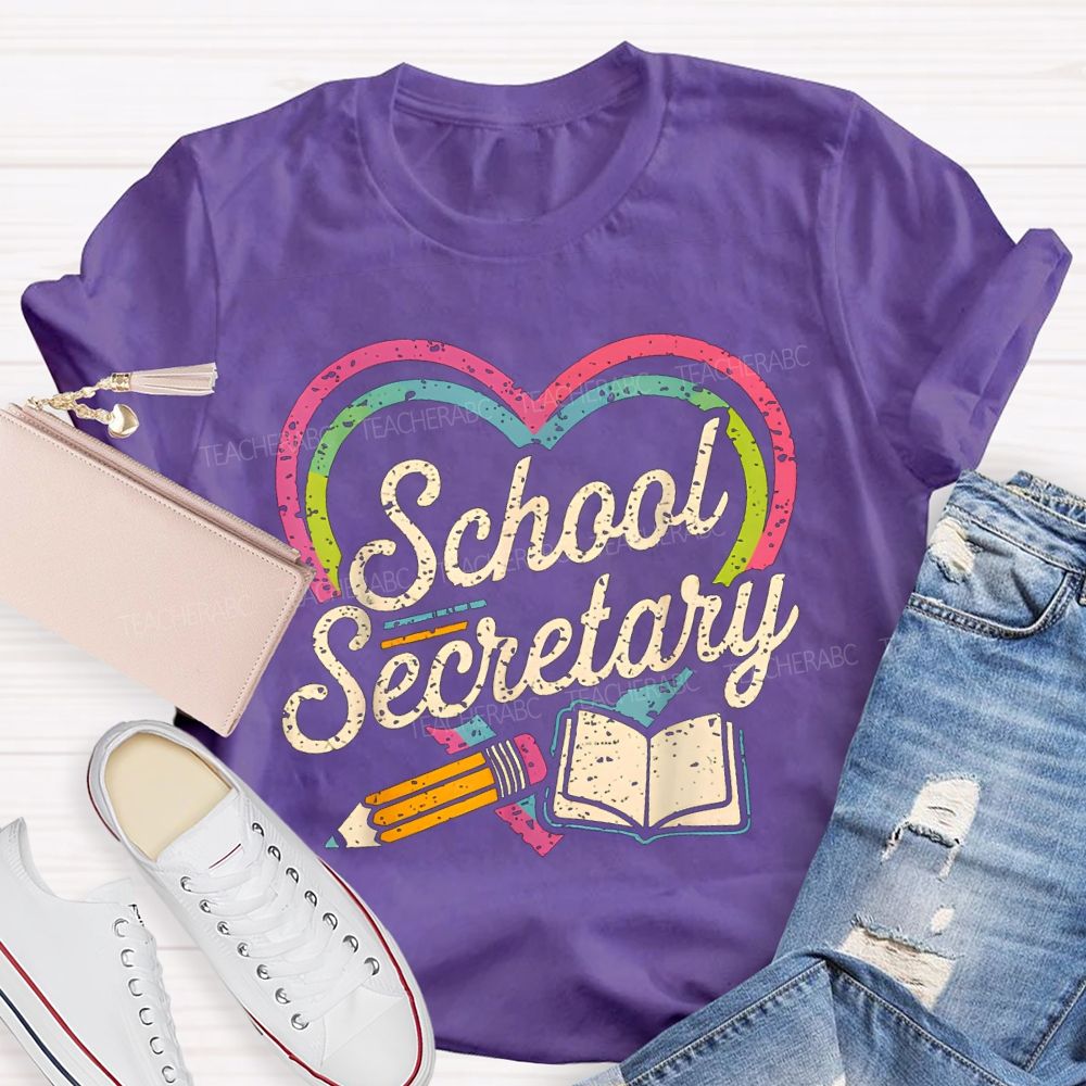 School Secretary Hearts And Pencils T-shirt