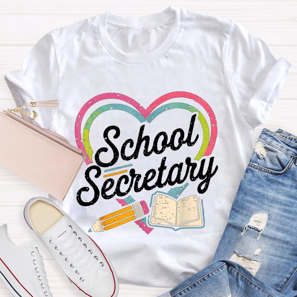 School Secretary Hearts And Pencils T-shirt