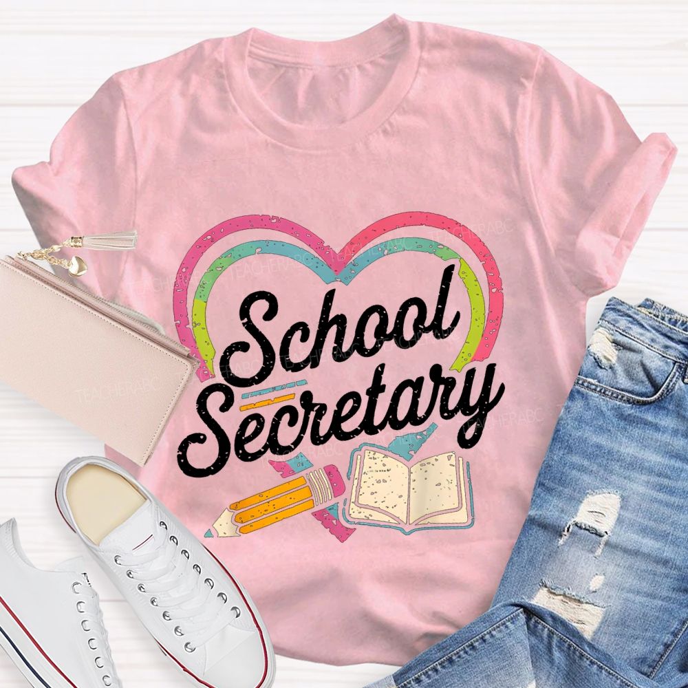 School Secretary Hearts And Pencils T-shirt