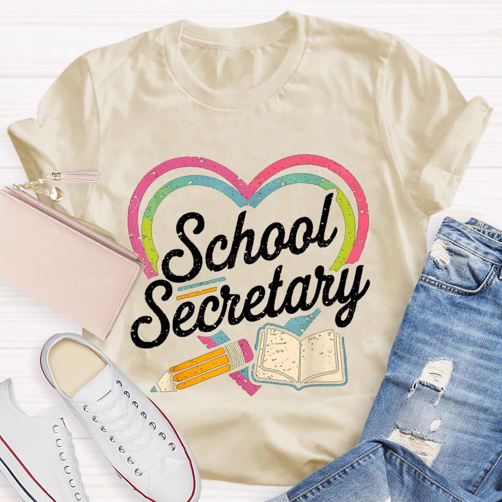 School Secretary Hearts And Pencils T-shirt