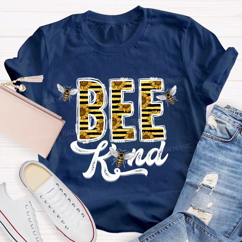 Bee Kind Sunflower Letters  Teacher T-shirt