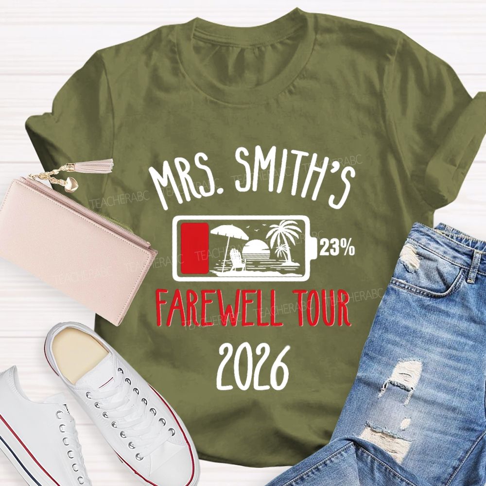 Personalized Name Retirement Countdown Farewell Tour Teacher T-shirt