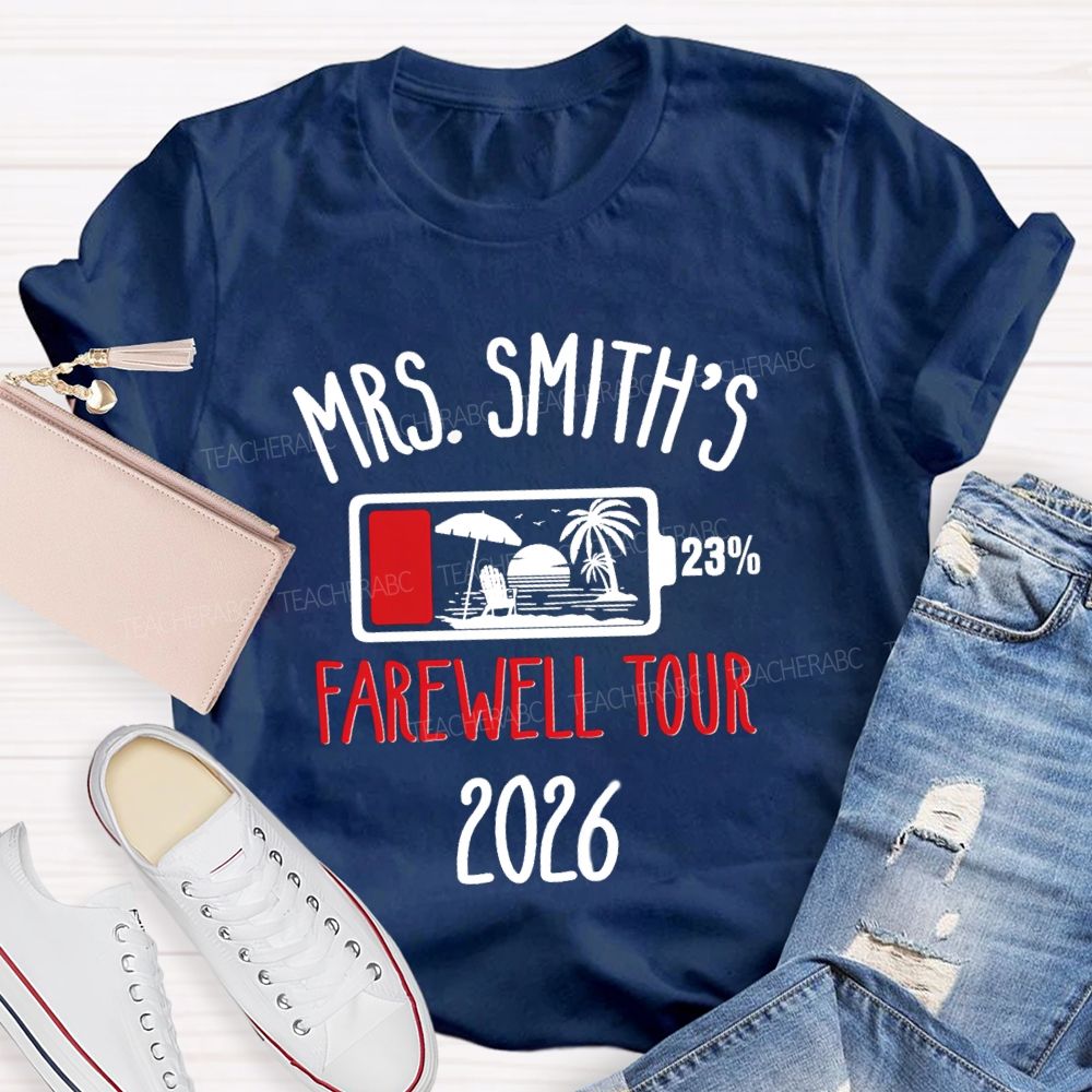 Personalized Name Retirement Countdown Farewell Tour Teacher T-shirt