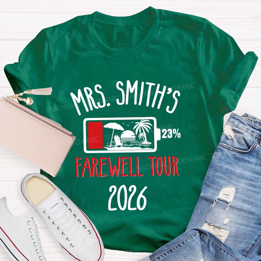 Personalized Name Retirement Countdown Farewell Tour Teacher T-shirt