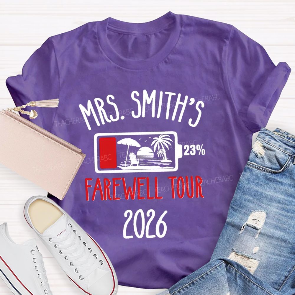 Personalized Name Retirement Countdown Farewell Tour Teacher T-shirt