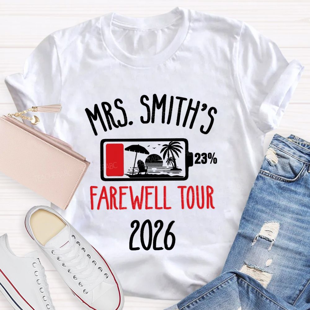 Personalized Name Retirement Countdown Farewell Tour Teacher T-shirt